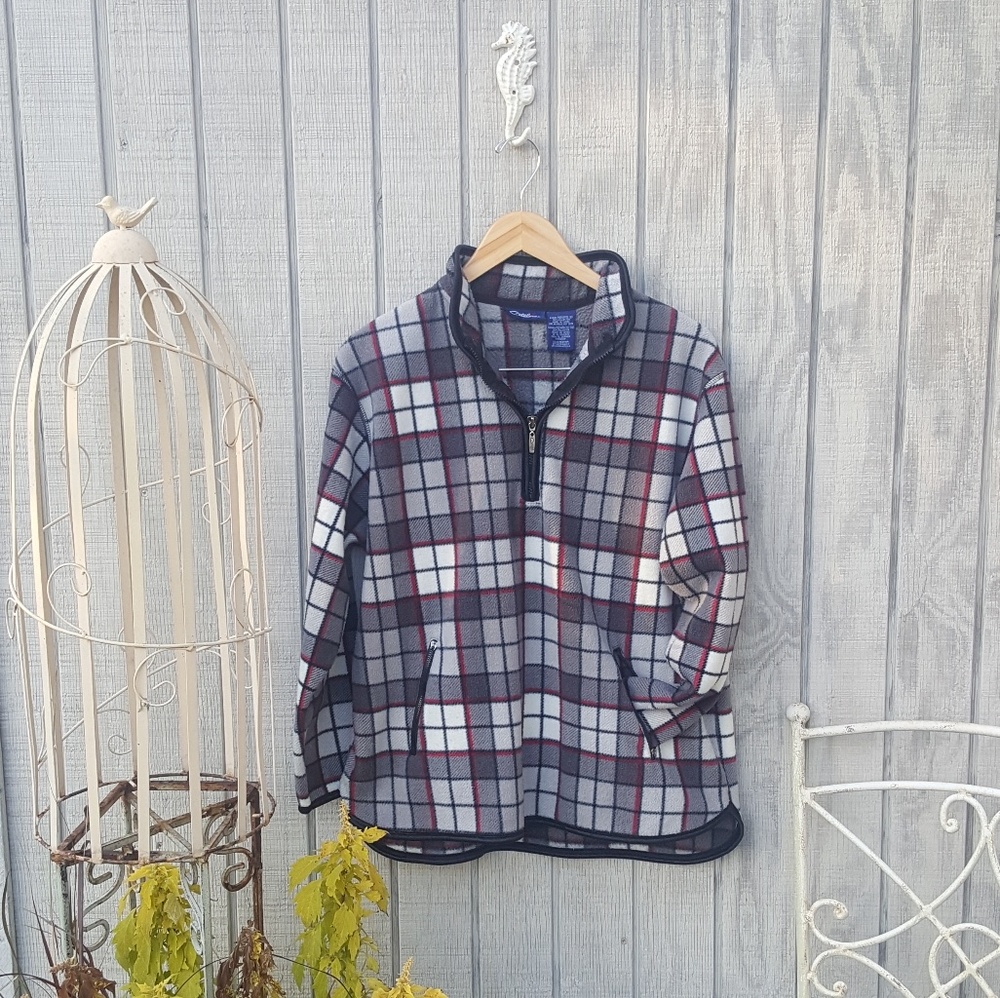 Catalina Medium Plaid Quarter Zip Fleece Pullover